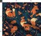 Whimsical Garden Orange Foxes Midnight Blue Firefly Fantasy Custom Printed Fabric by Spoonflower Various Fabrics by the Yard or Fat Quarter